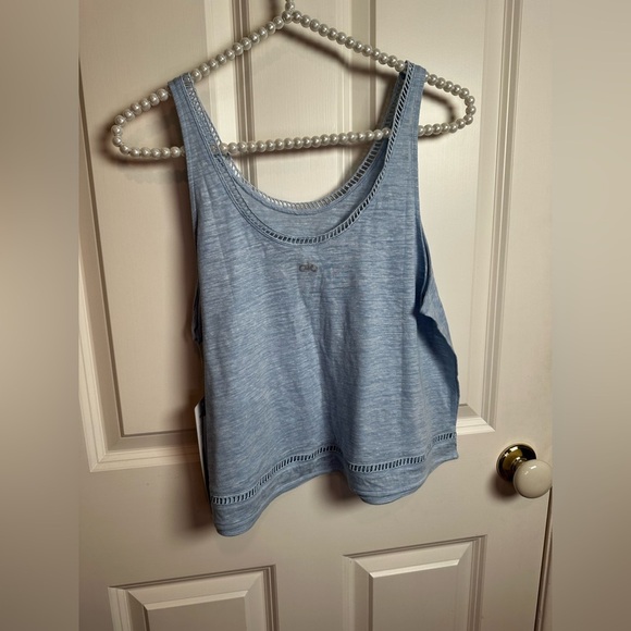 ALO Yoga Heather Blue Crop Tank - Picture 7 of 9